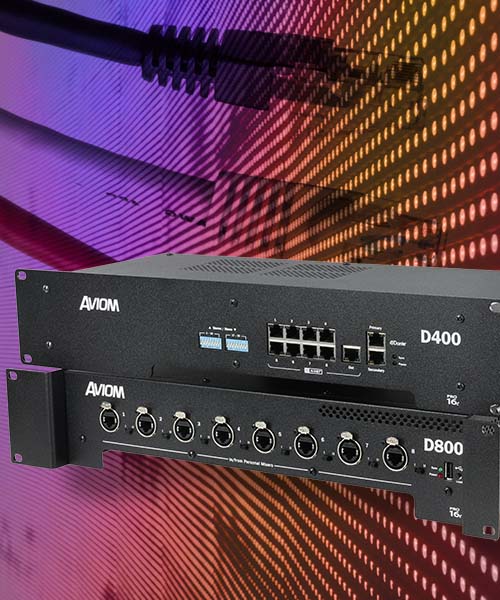 Aviom A-Net Distributors Daisy-Chained Together