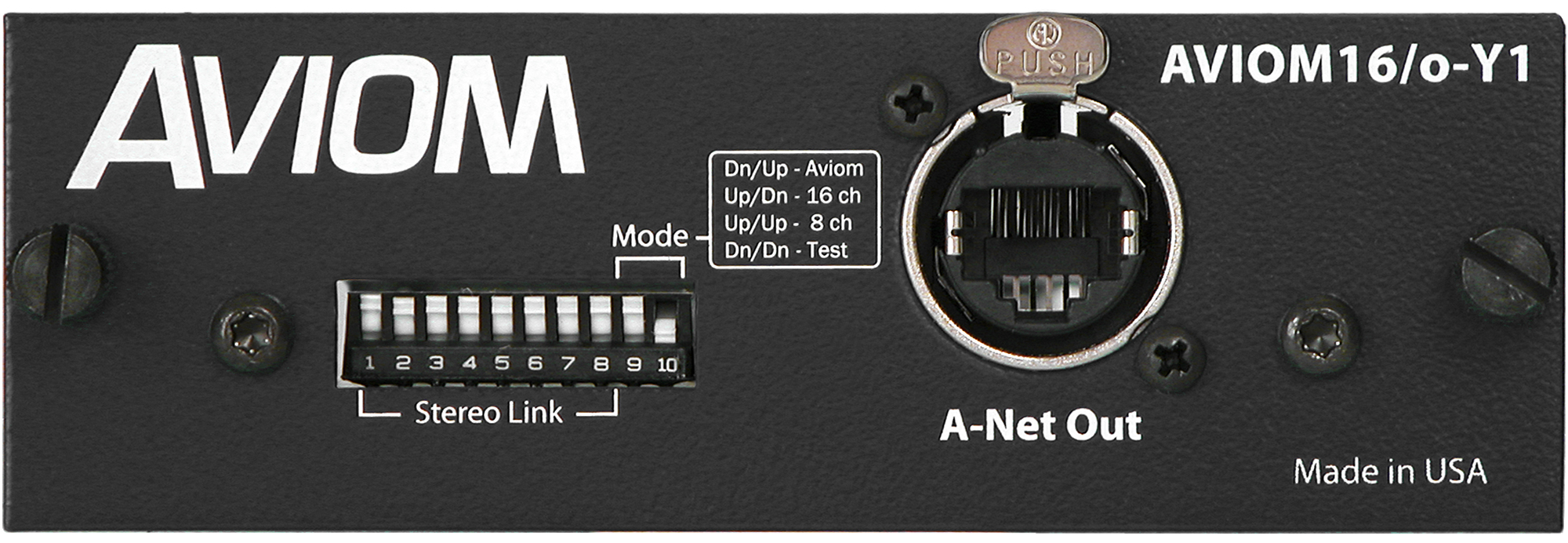 Aviom16/o-Y1 Card Front Faceplate View