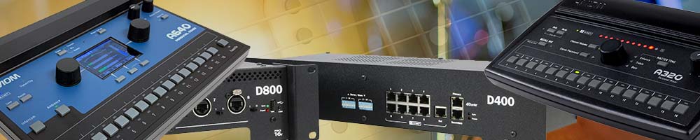 Aviom D800 and D400 Distributors with A640 and A320 Personal Mixers