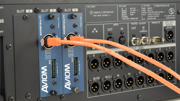 Dual Y1 Cards installed in a Yamaha M7CL Console