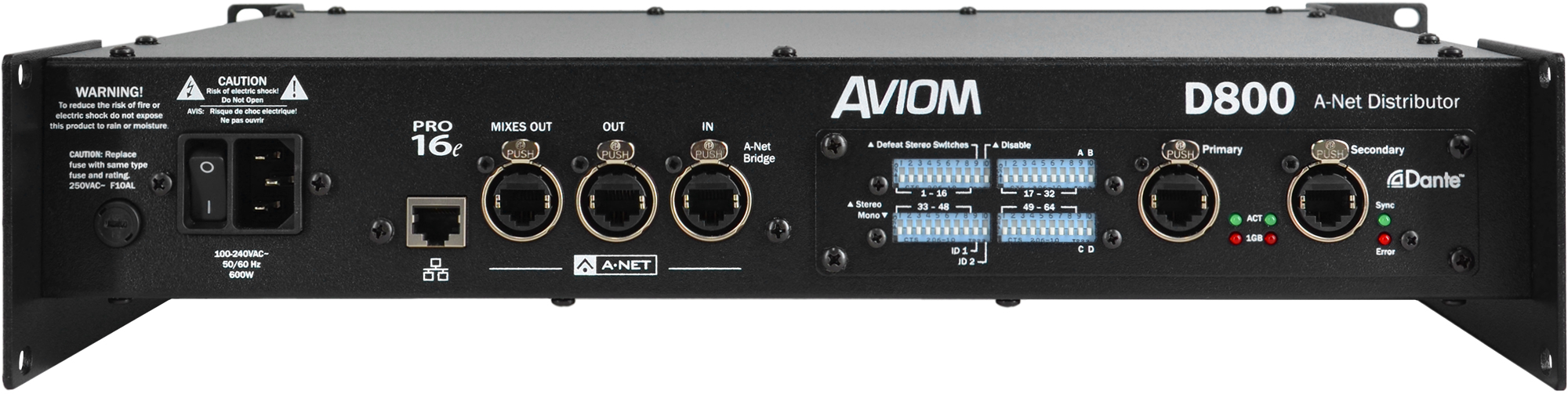 Aviom D800-Dante Product Image Rear View